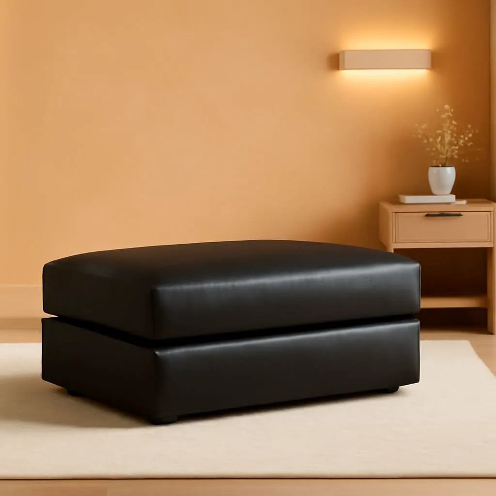 Contemporary Black Cushioned Rectangular Ottoman Finish from PriceLows™