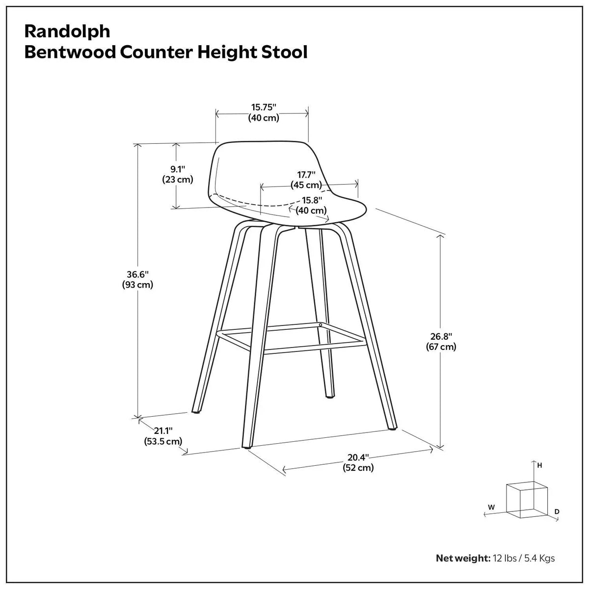 Randolph Bentwood Stools | Set Of 2 | Mid Century Modern Style | Counter And Bar Height