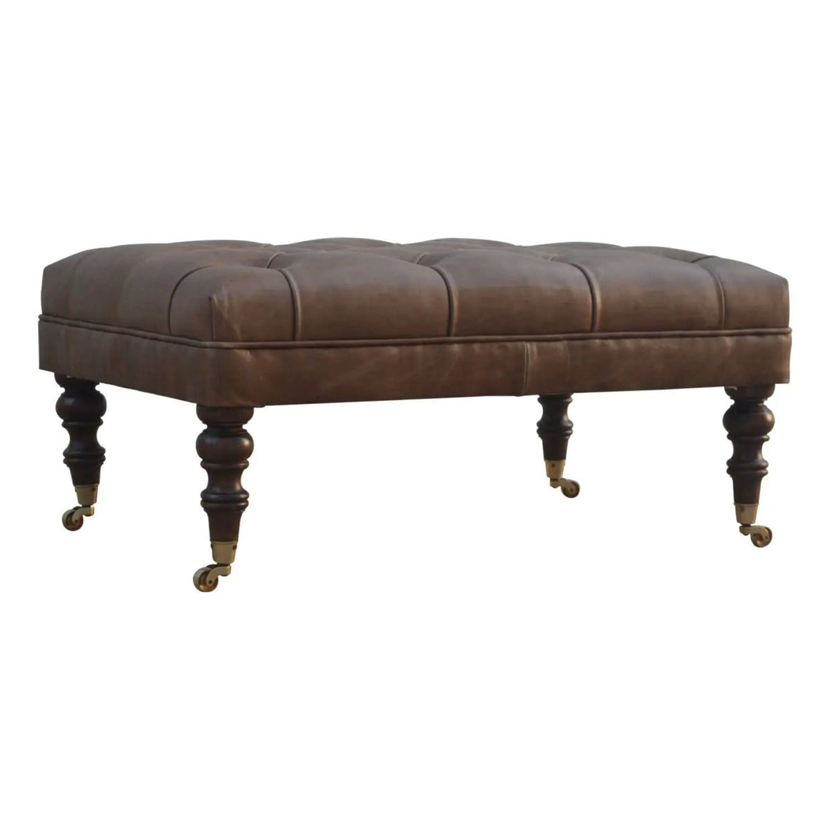 Buffalo Ottoman With Castor Legs | 7 Pieces | Mango Wood | Living Room