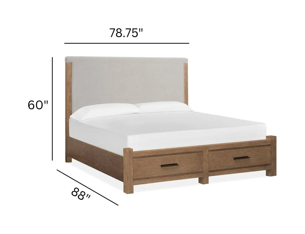 Plum Creek Upholstered Panel Storage Bed | 6 Pieces | Oak Veneer | Bedroom