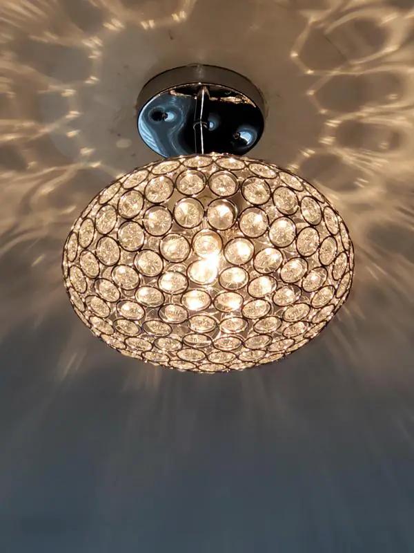 Semi Flush Mount Light | 9 Inch Wide | Chrome And Cut Glass Beads | 1 Light