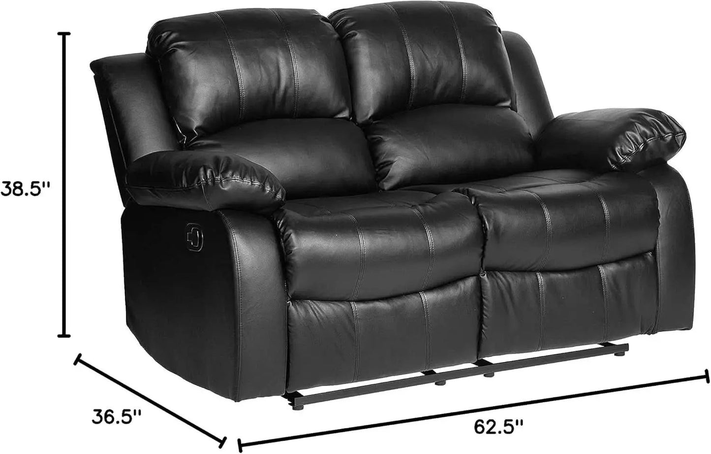 62.5 Inch Black Wall Hugger Recliner Loveseat Modern from PriceLows™