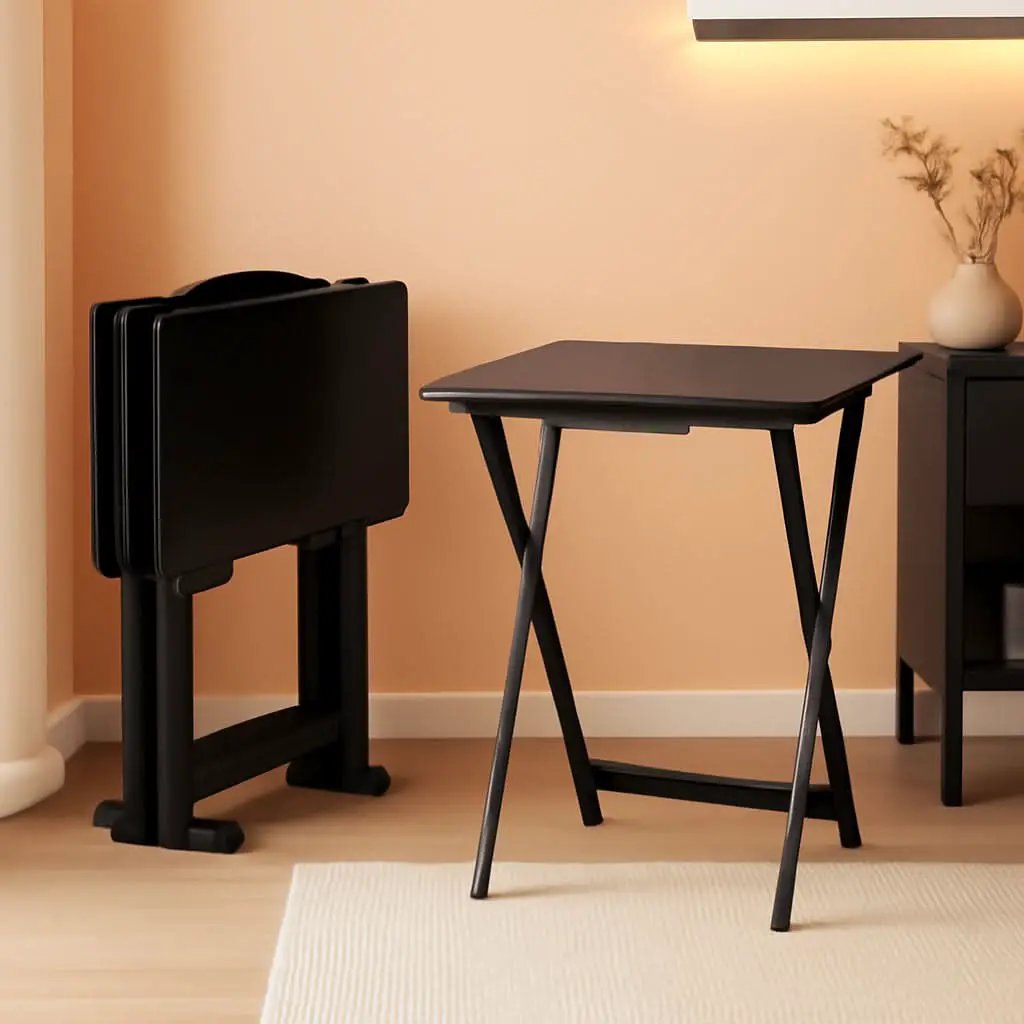 Foldable TV Dinner Tray Tables 4 Pack Black 15x19x26 from PriceLows™