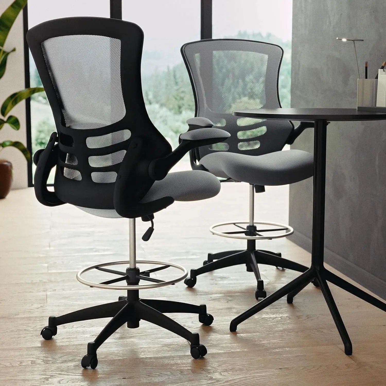 Kelista Mid Back Swivel Office Chair With Height Adjustable Dark Gray Mesh from PriceLows™