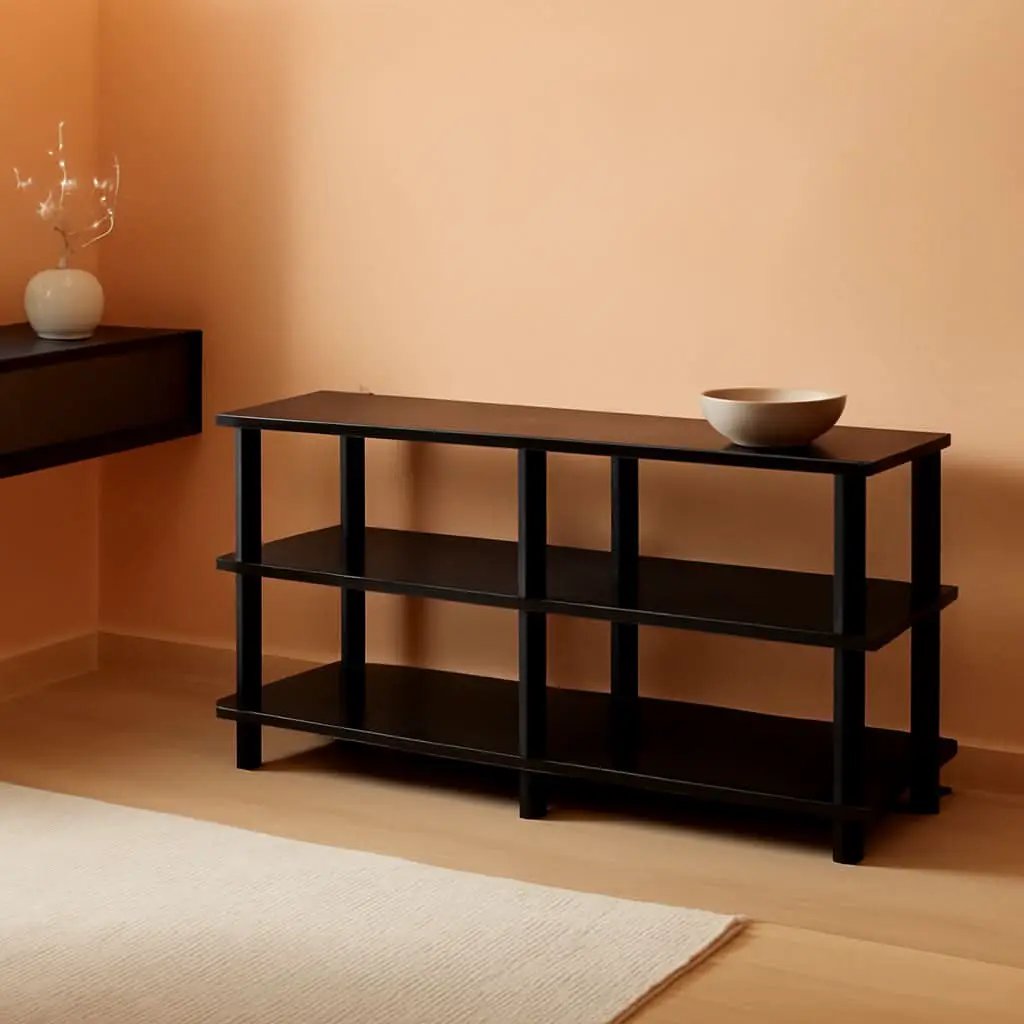 Turn-S-Tube No Tools 3-Tier TV Stand Dark Cherry And Black from PriceLows™