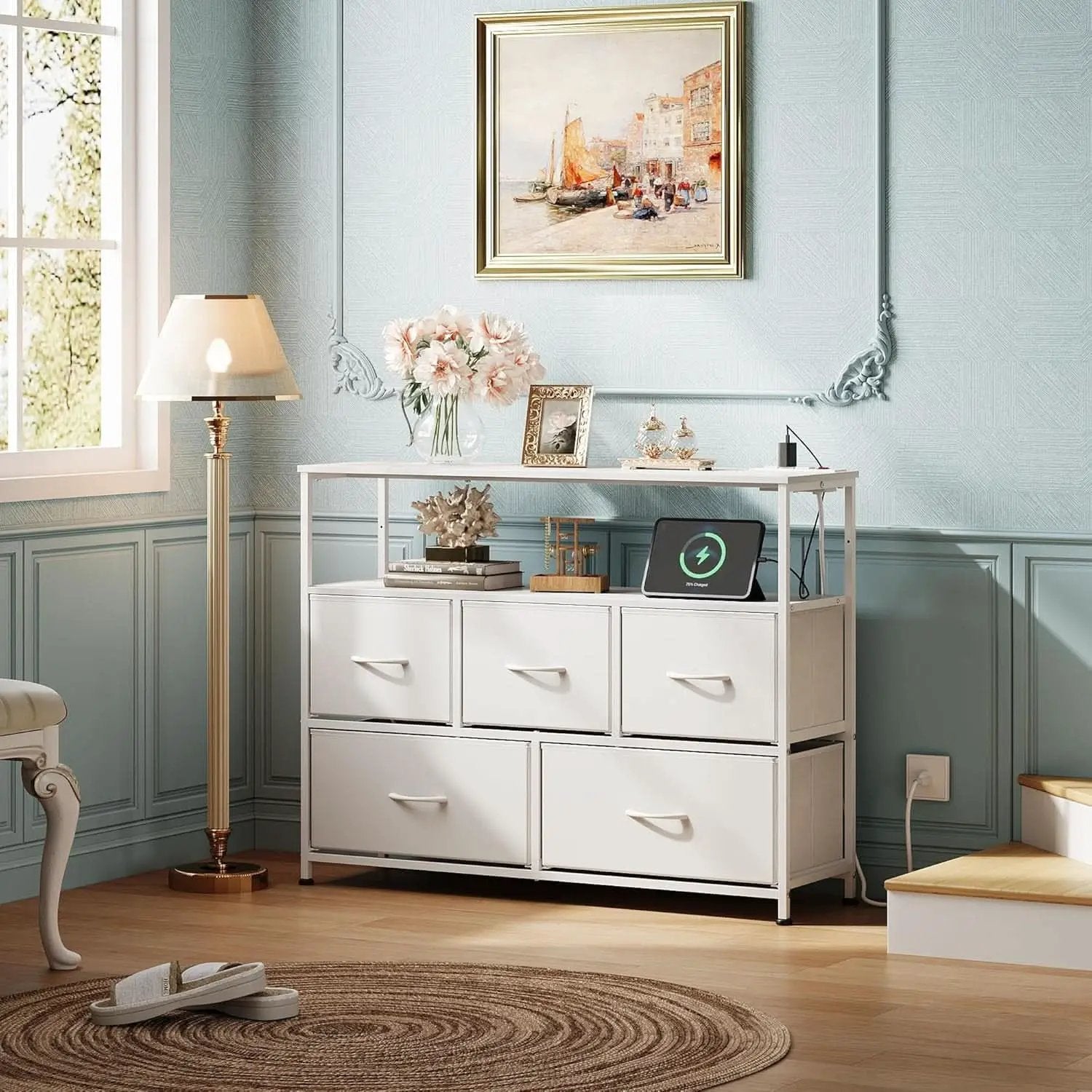Dresser TV Stand 5 Drawers And Built In Charging Station from PriceLows™