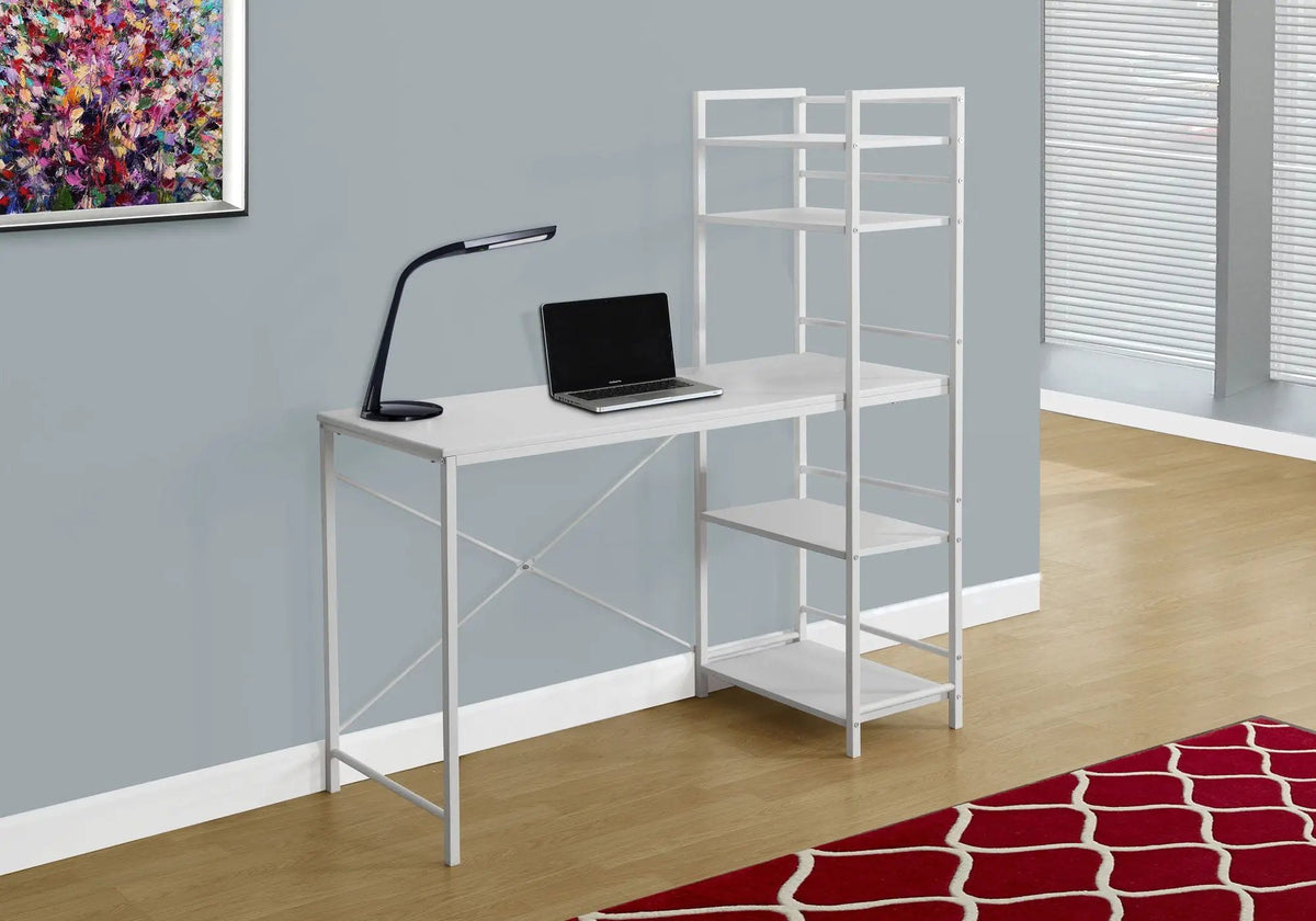 Computer Desk With Shelves | 48 Inch Width | Four Fixed Storage Shelves | 55 Inch Height