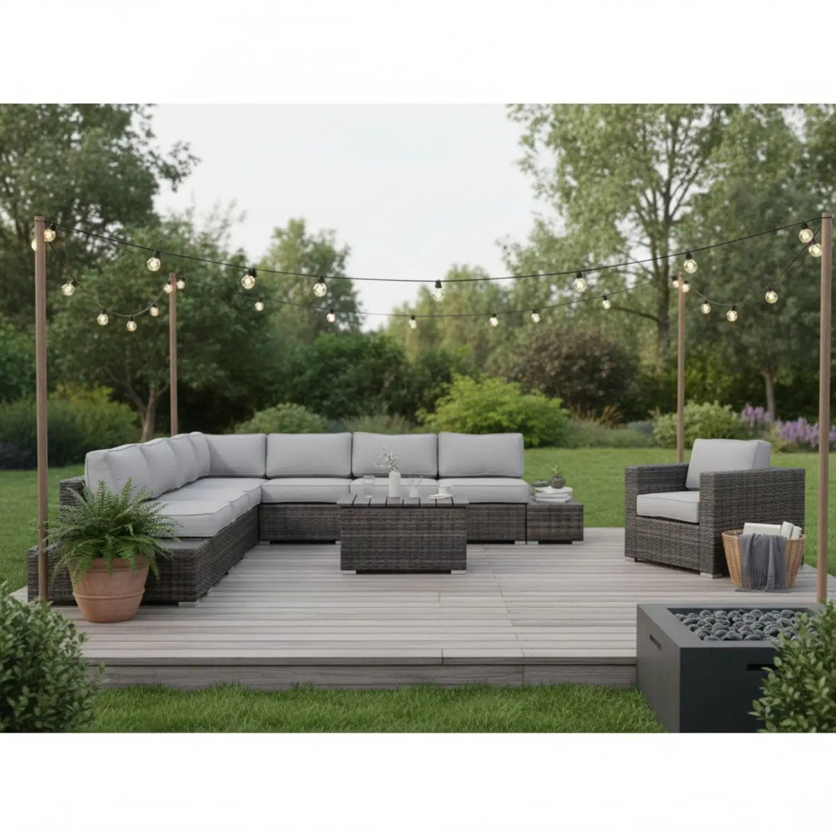 Outdoor Sectional Set | Handcrafted Wicker | Ultra-Soft Cushions | Entertainment Seating