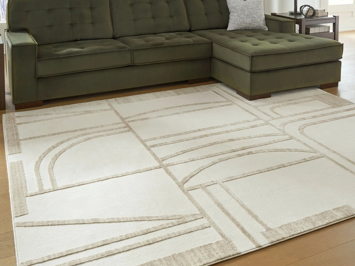 Farongrove Area Rug | 95 x 122 Inch | Geometric Pattern | Contemporary Style