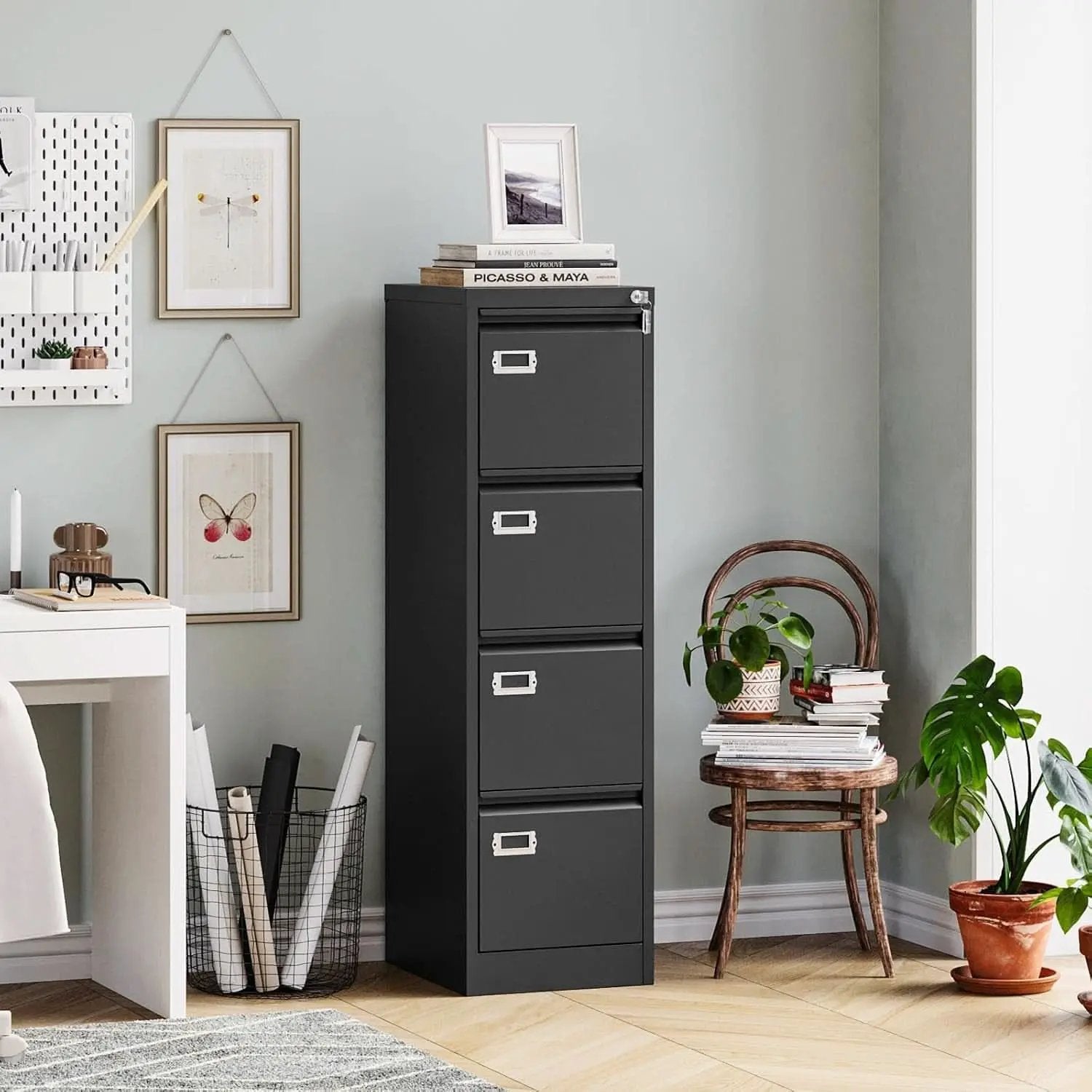 Four Drawer Filing Cabinet With Lock For Home Office from PriceLows™