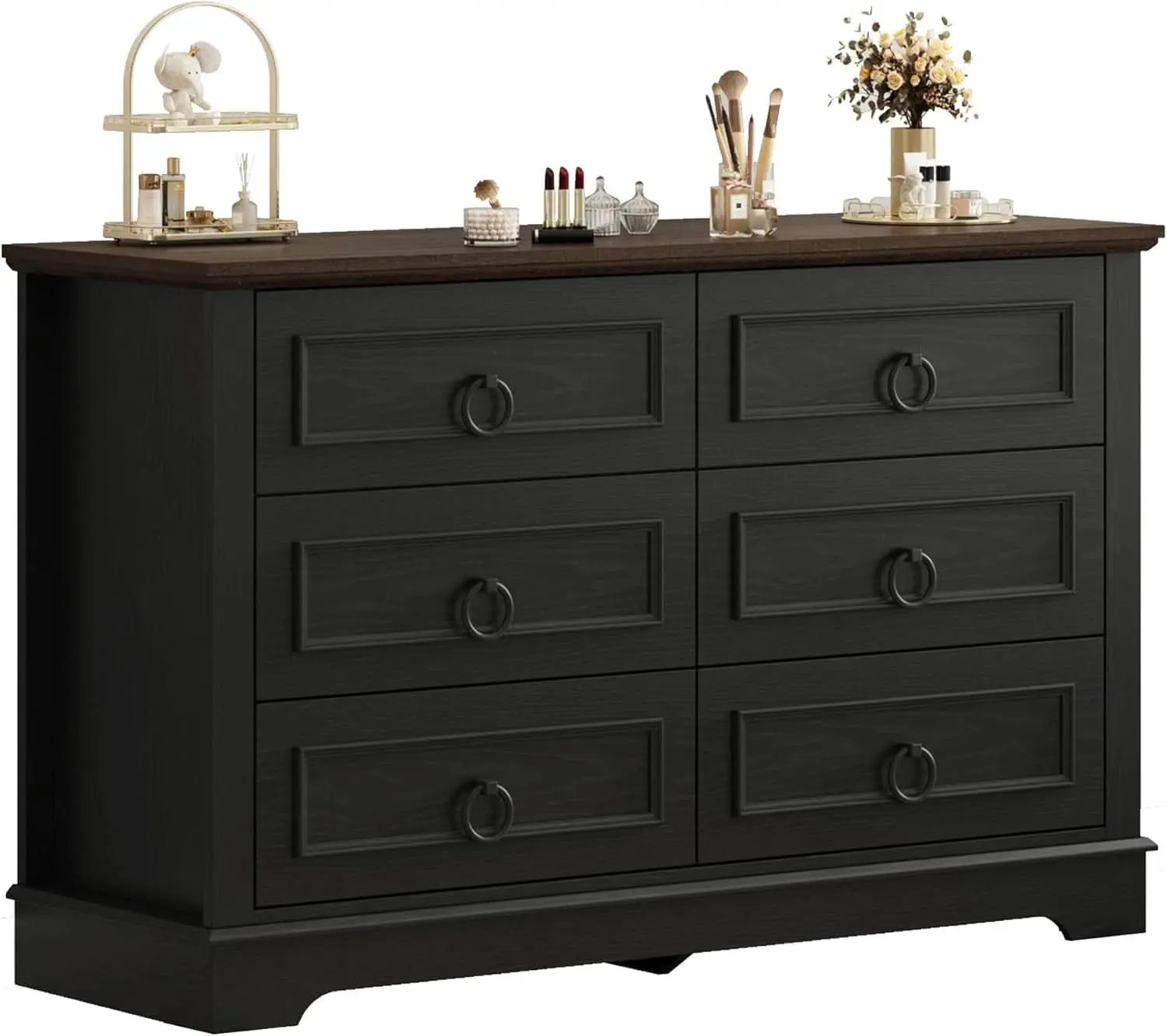 Black FortySevenPointTwoInch Wide Six Drawer Dresser from PriceLows™