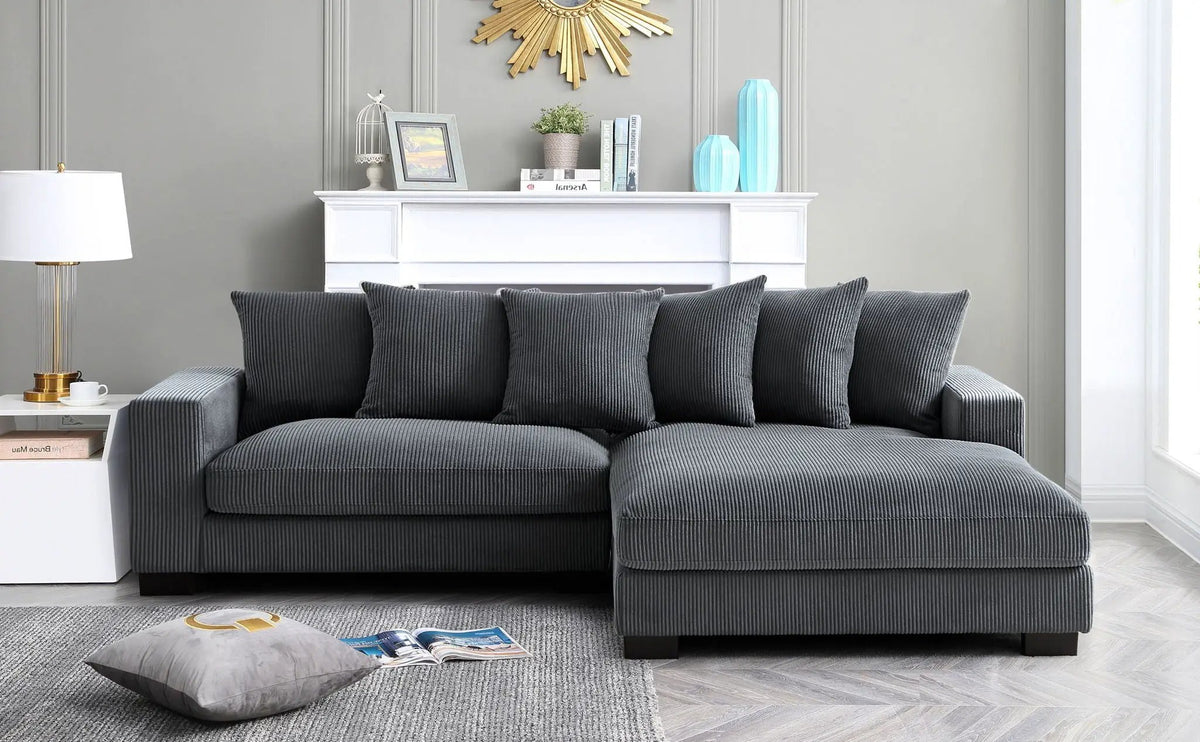 Luxe Oversized Sectional Sofa | 2 Piece L Shaped Couch | Chaise Included | Deep-Seated Design