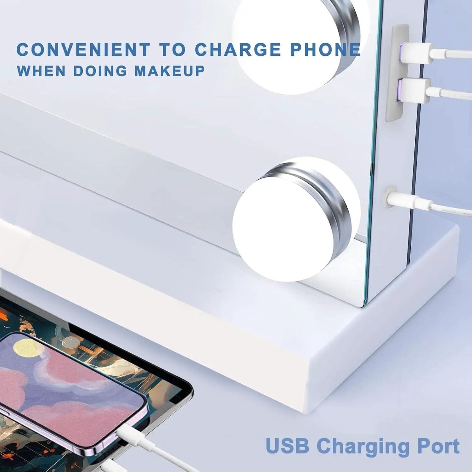 Hollywood Vanity Mirror With Lights 23x18 Aluminum USB Port from PriceLows™
