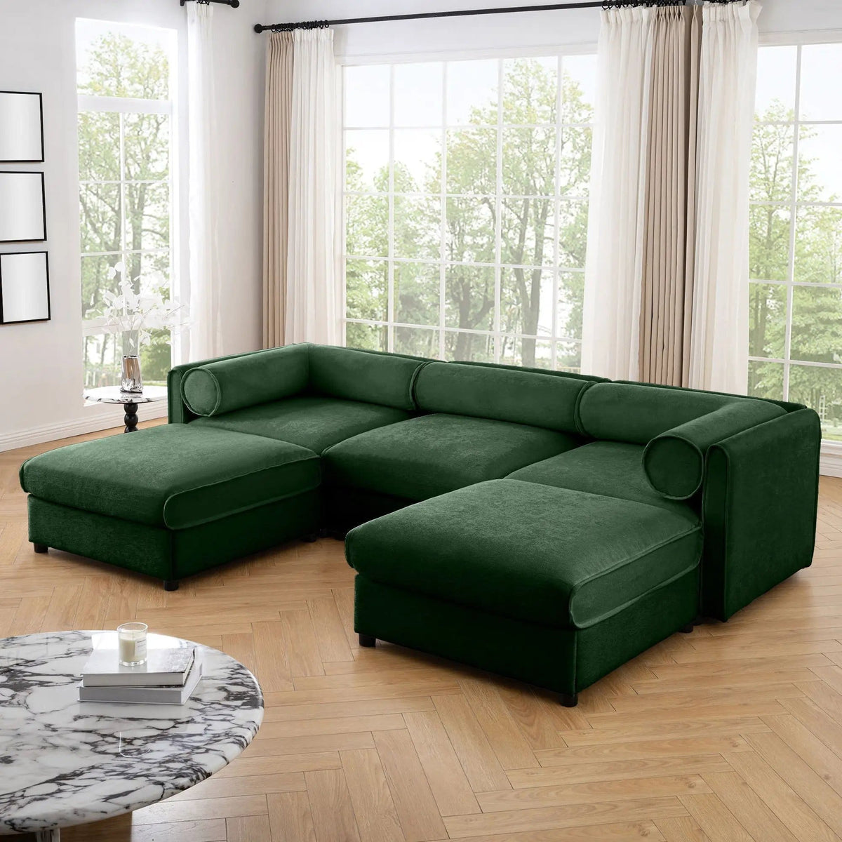 Contemporary Elegant Sofa With Storage And Ottoman 2 Piece Living Room Set | 2 Piece Living Room Set | Living Room Furniture | Living Room