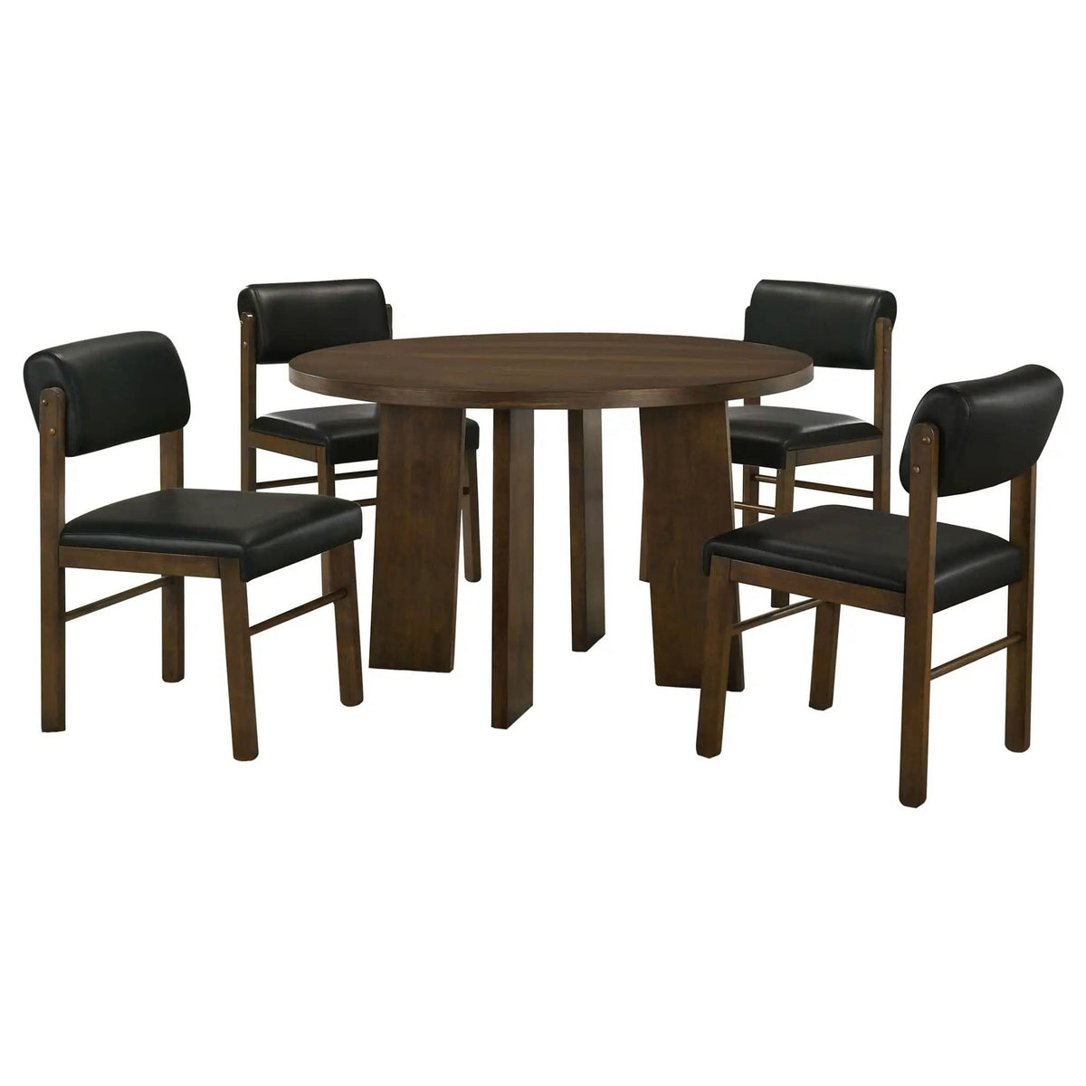 Strouse 5-piece Dining Set Black and | 5-Piece Set | Rubberwood & Engineered Wood | Walnut