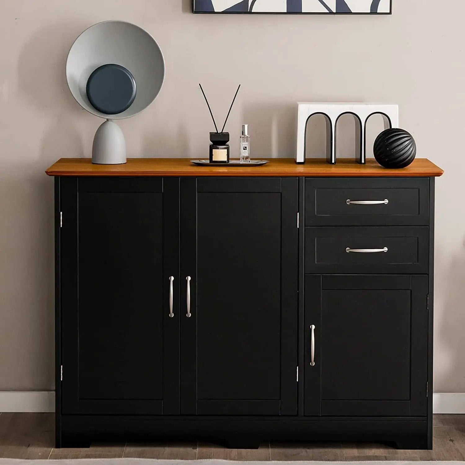 Buffet Credenza Console Table With Drawers In Oak Finish from PriceLows™