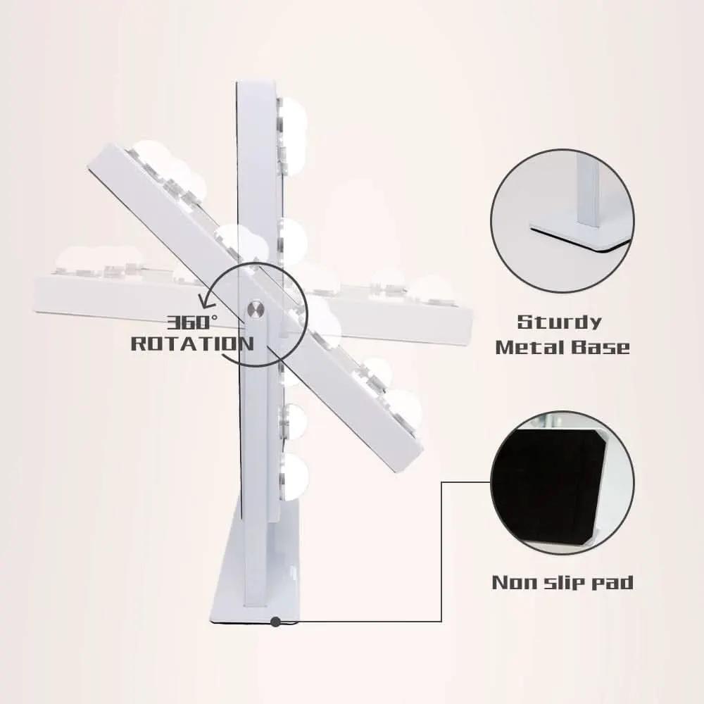 Lighted Vanity Mirror With Detachable 10X Magnification, 15x12 Travel Size from PriceLows™