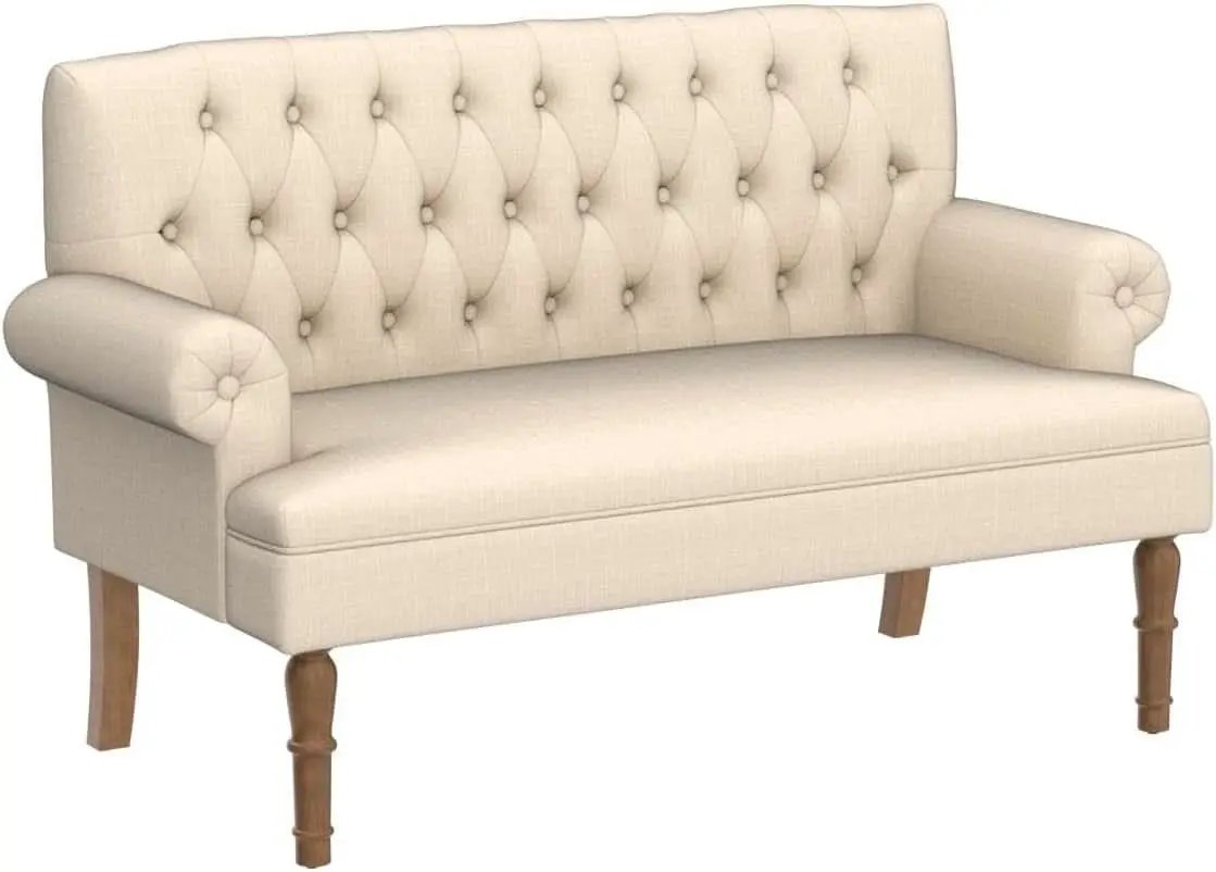Beige Linen Loveseat Sofa With Sinuous Spring Support from PriceLows™