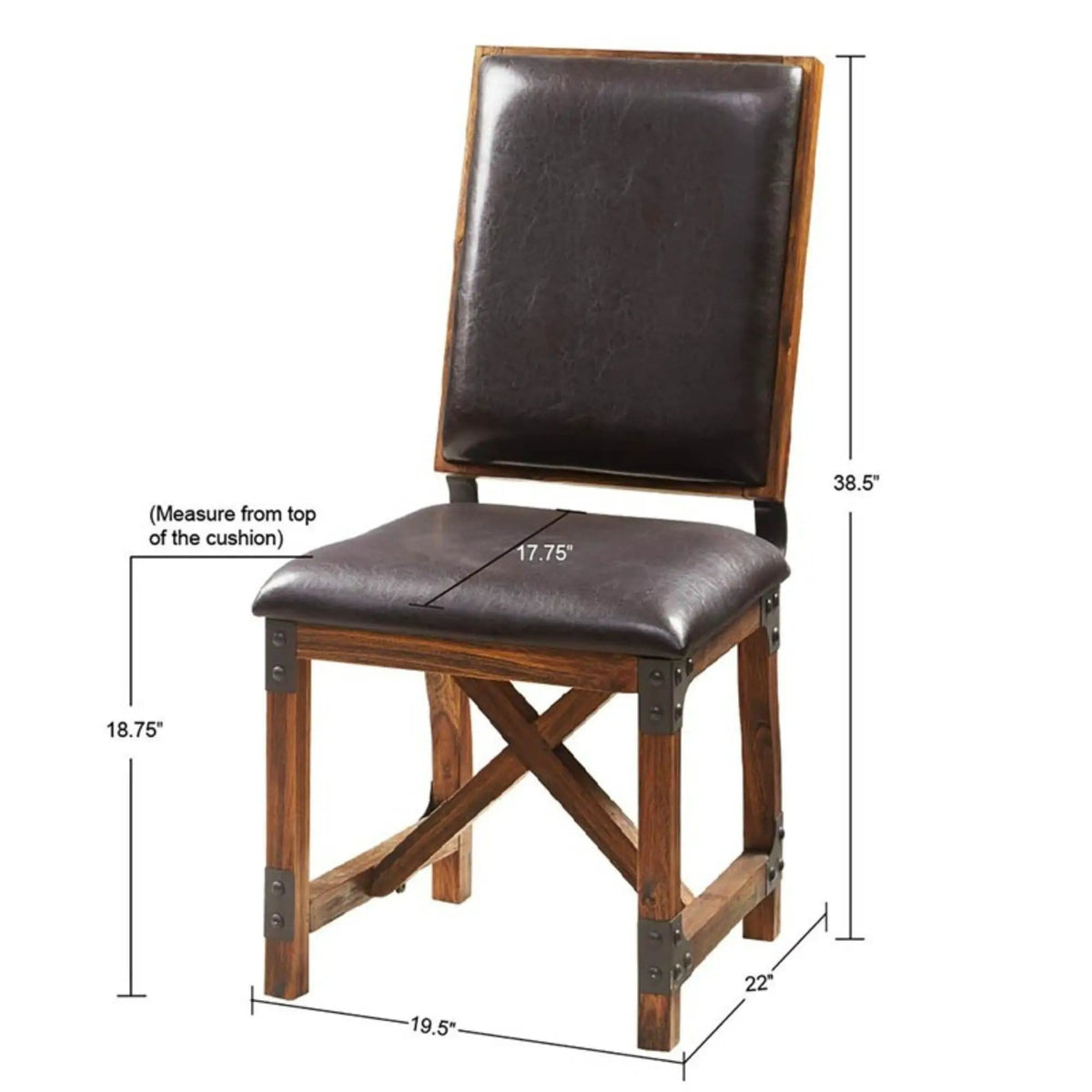 Lancaster Dining Chair Upholstery | 22 x 19.5 x 38.5 in | Solid Wood & Faux Leather | Chocolate