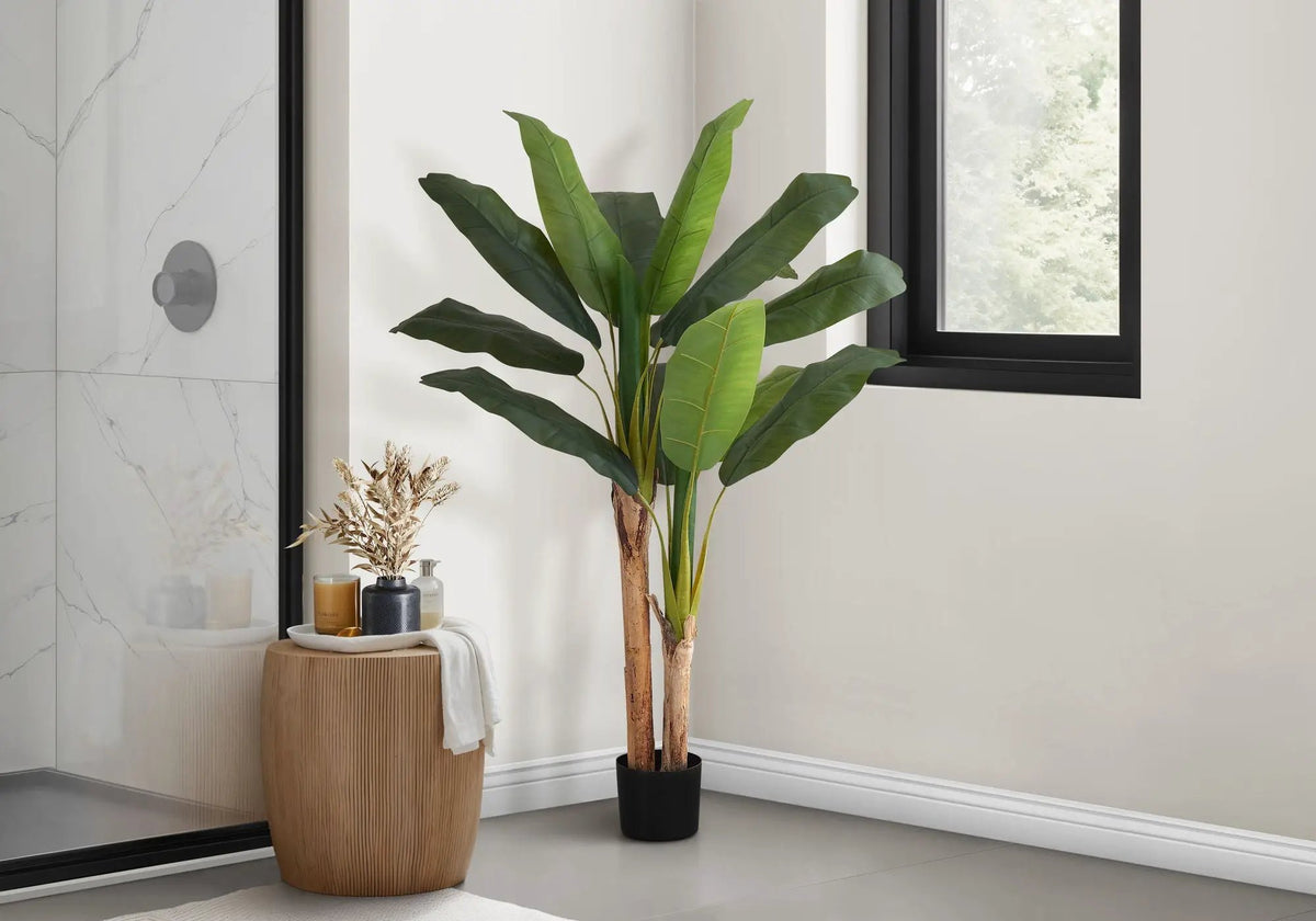 55 Inch Artificial Banana Tree | 15 Adjustable Leaves | Real Touch | Indoor Faux Floor Plant
