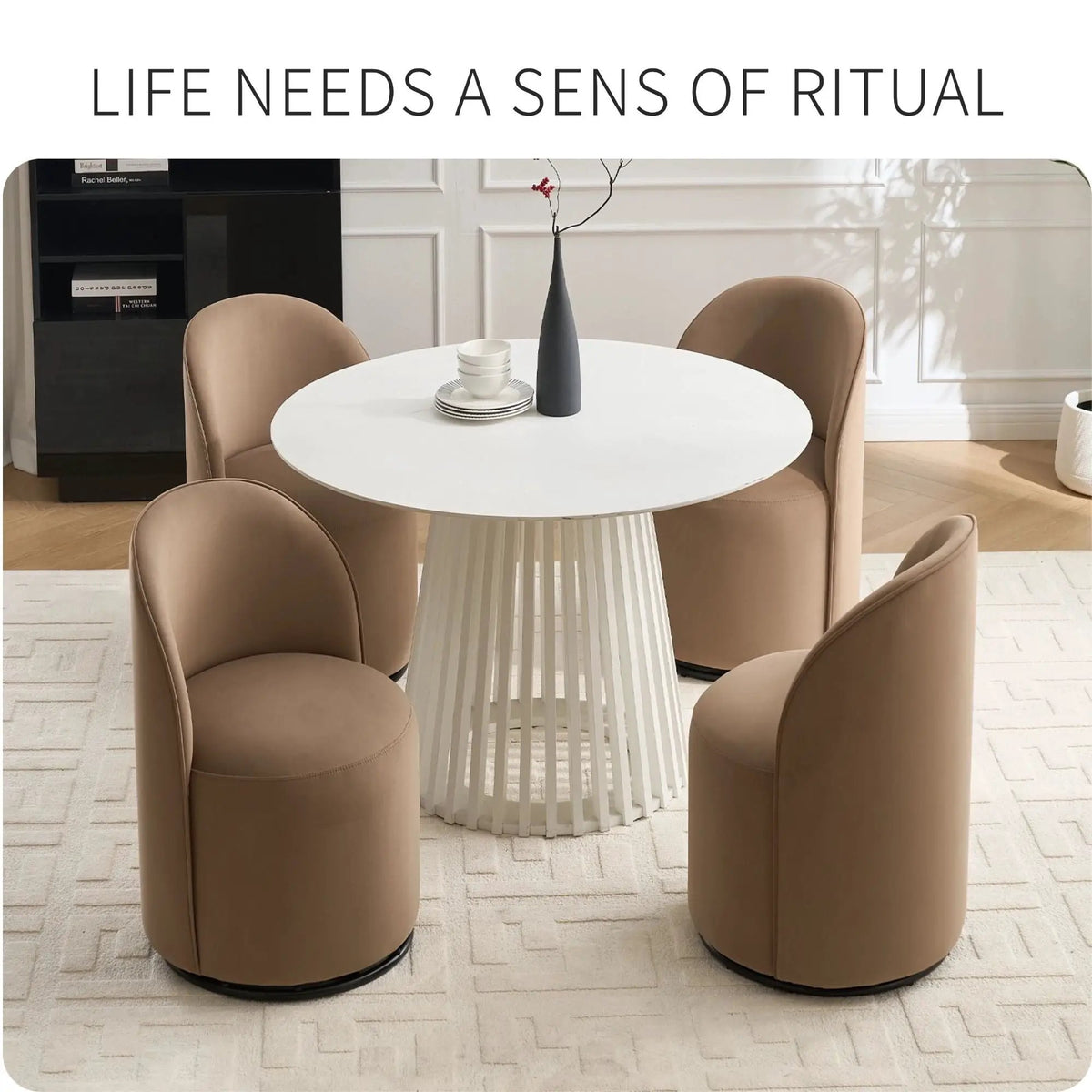 360 Degree Swivel Barrel Chair | Armless Dining Chair | Compact Design | Cozy Upholstery
