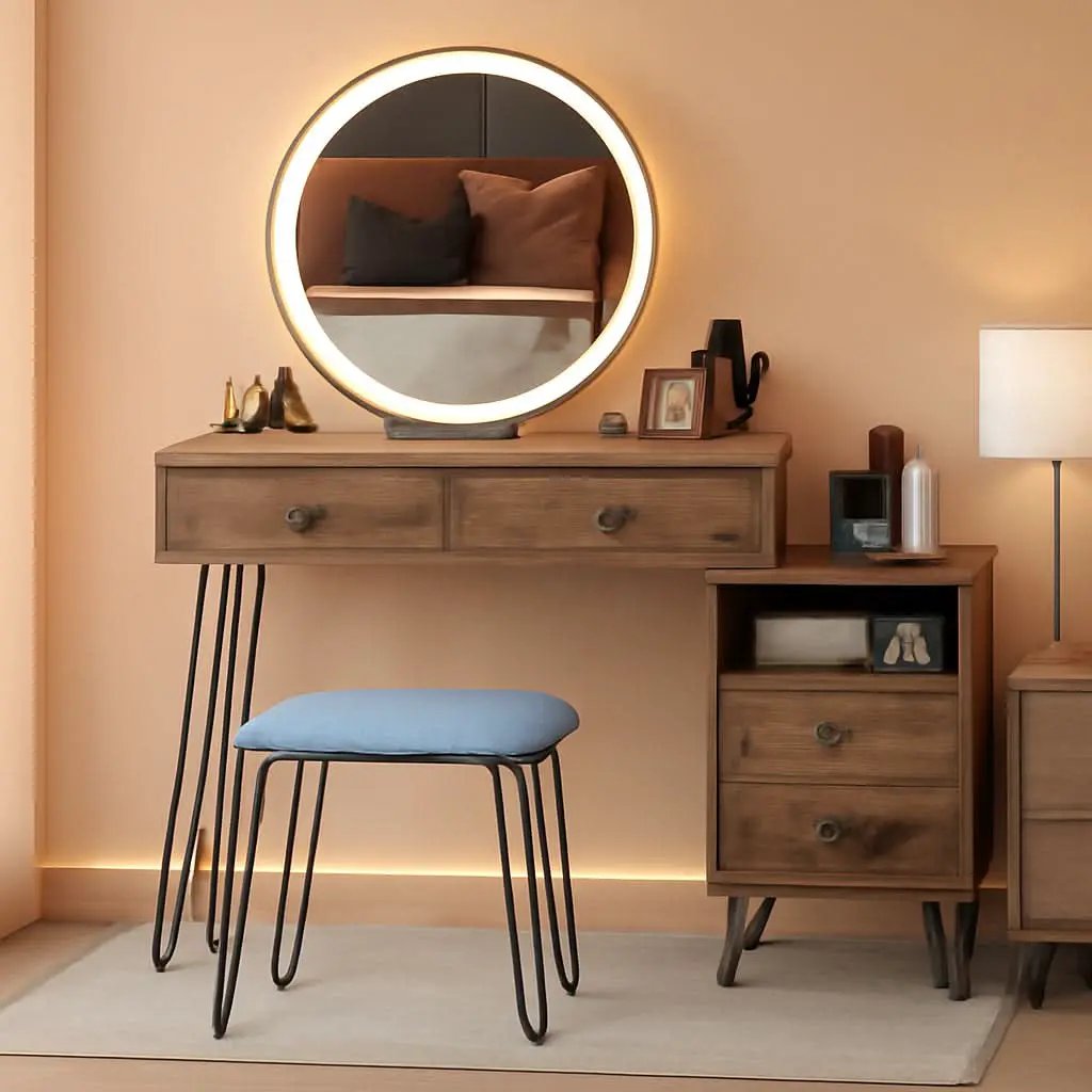Vanity Desk Set With Drawers And LED Lighted Mirror from PriceLows™