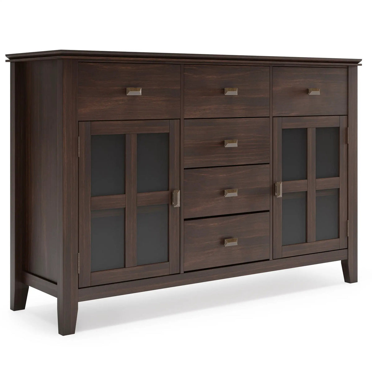 Artisan Sideboard Buffet | Handcrafted Solid Wood | 6 Center Drawers | Metal Glides