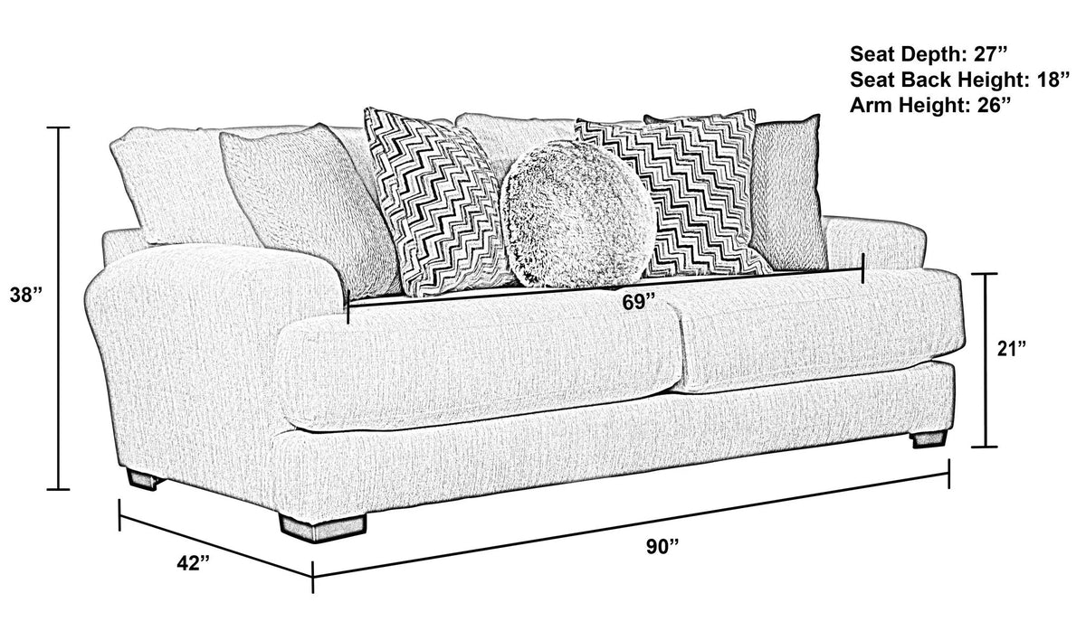 Ava Sofa | 2 Pieces | Chenille & Steel | Living Room