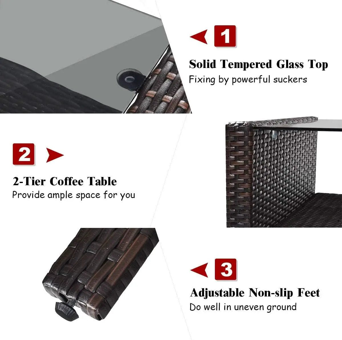 4 Piece Outdoor Wicker Patio Furniture Set with Cushions from PriceLows™
