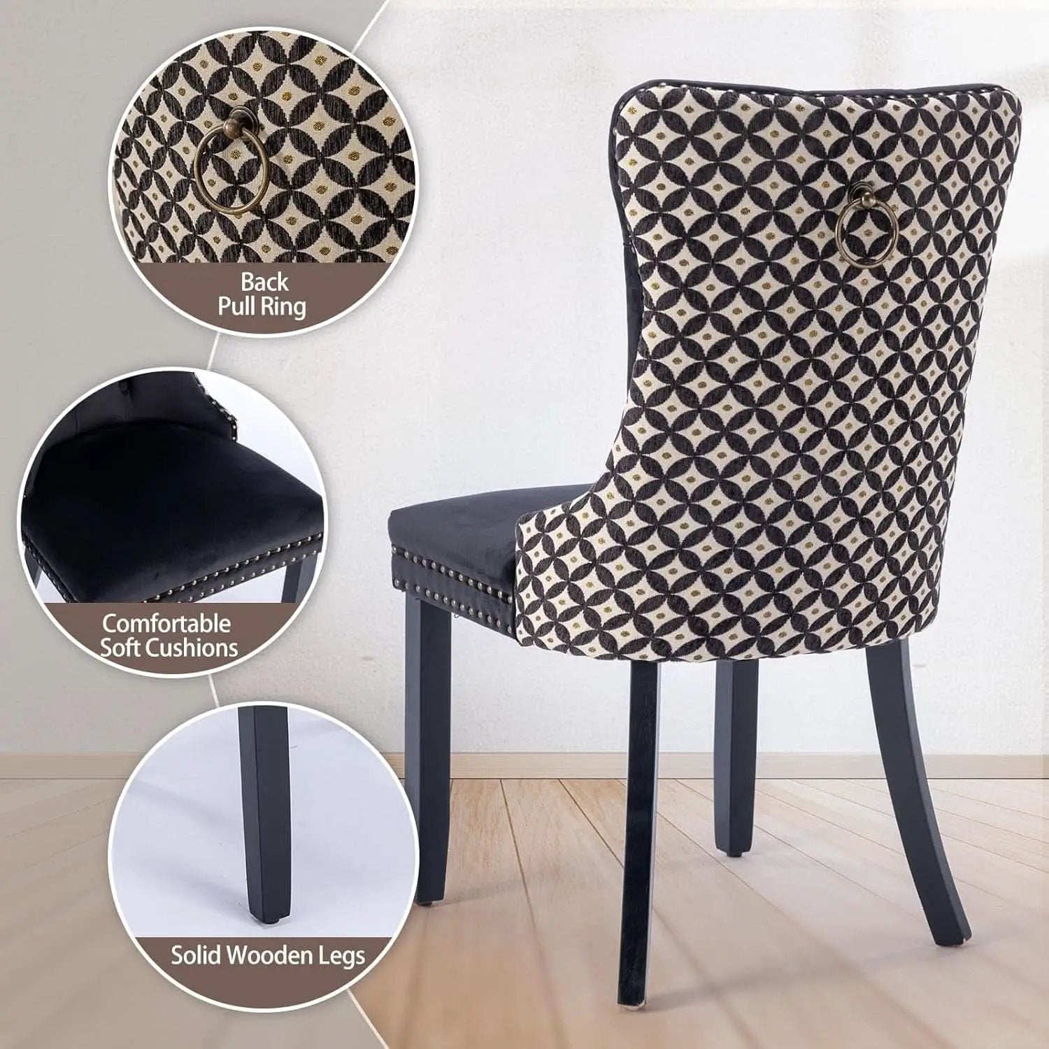 Velvet Tufted Dining Chairs Set Of 4 With Nailhead Trim from PriceLows™