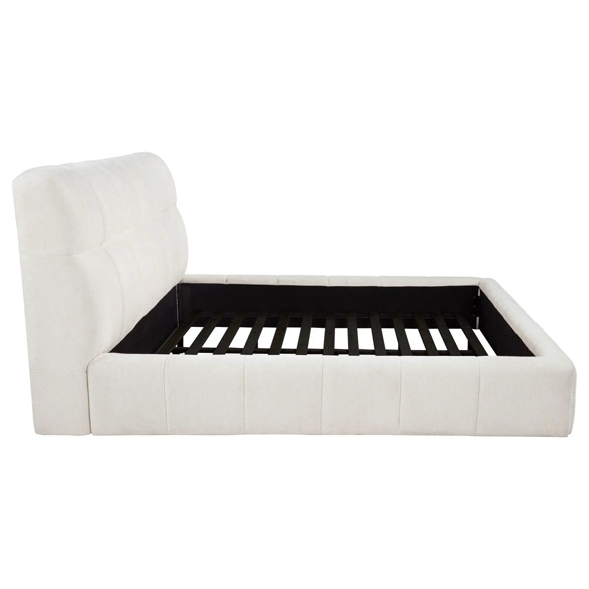 Nollet 48-inch Upholstered Eastern King Platform Bed | 87 x 98 x 47.5 in | Engineered Wood & Fabric | Cream