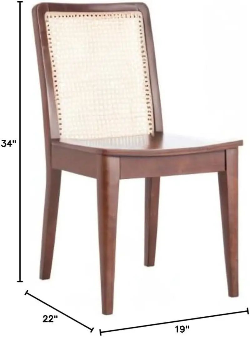 Benicio Dark Brown Natural Rattan Back Dining Chair Set of 2 from PriceLows™