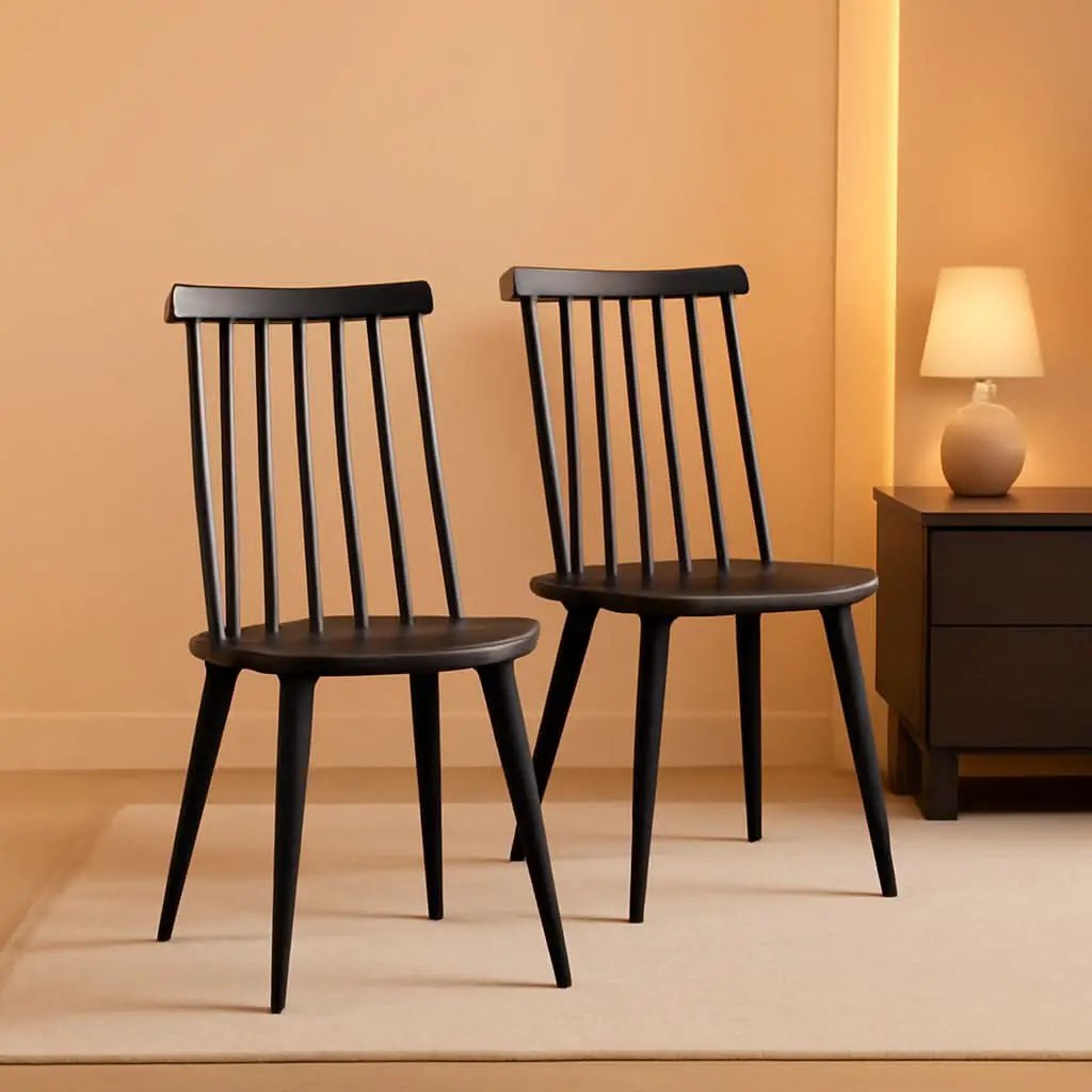 Antique Walnut Hardwood Spindle Back Dining Chairs from PriceLows™