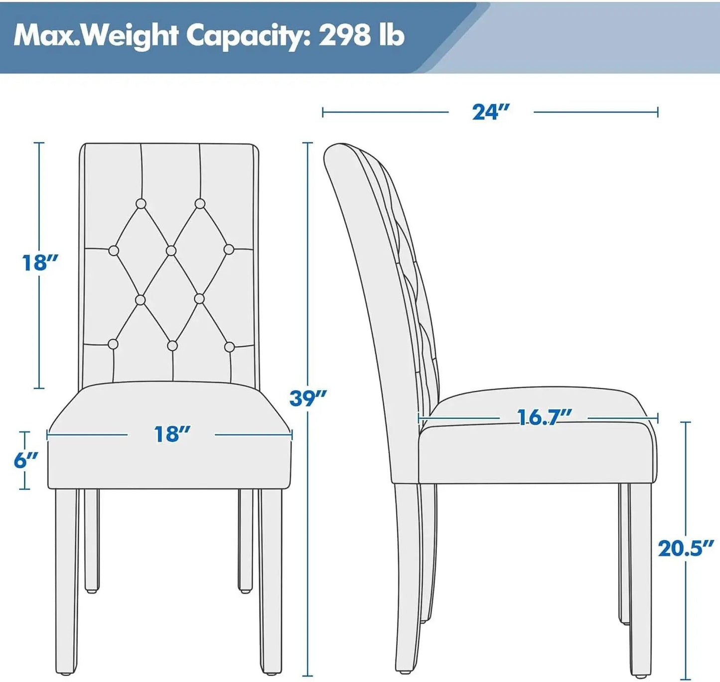 Tufted Leather Dining Chairs Set of 2 White Wood Legs from PriceLows™