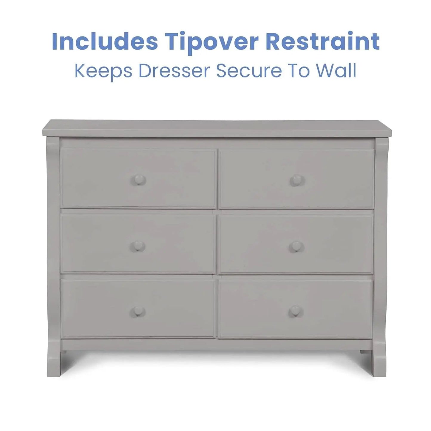 Six Drawer Dresser In Grey With Interlocking Drawers from PriceLows™