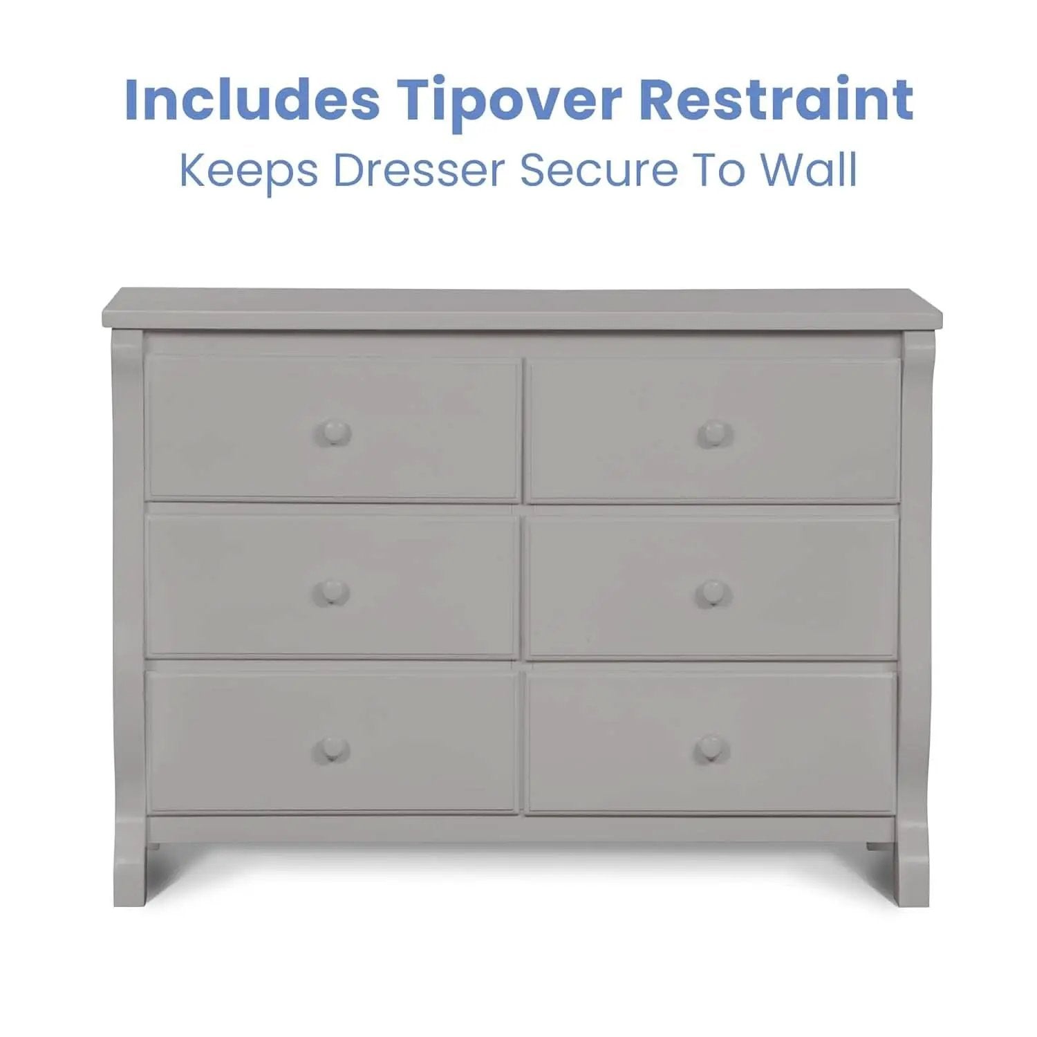 Six Drawer Dresser In Grey With Interlocking Drawers from PriceLows™