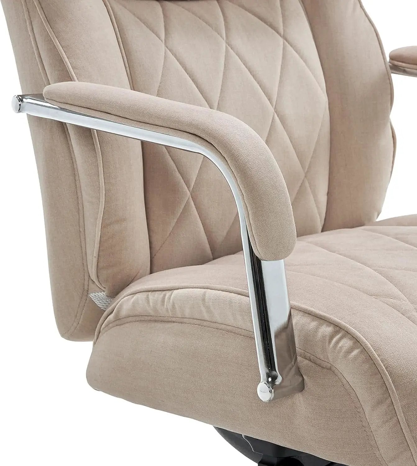 Quilted Leather Executive Office Chair With Lumbar Support Cream from PriceLows™