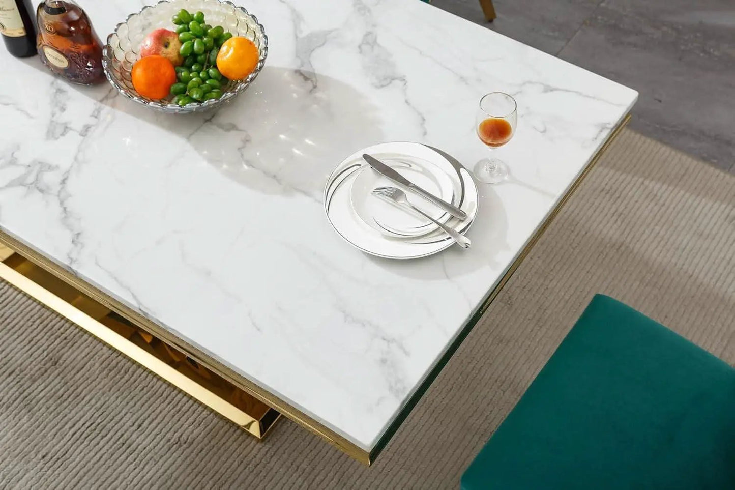 Faux Marble Dining Table 70 Inch With X Pedestal Base from PriceLows™