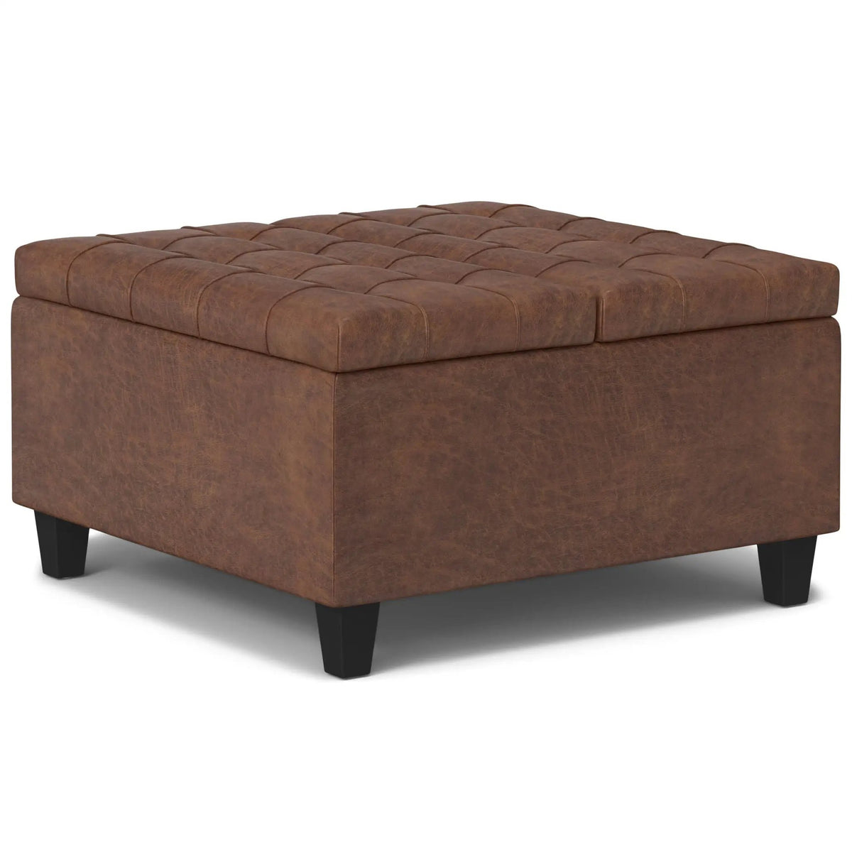 Harrison Large Coffee Table Storage Ottoman | Split Lift-Up Top | Square Design | 36 Inch Width