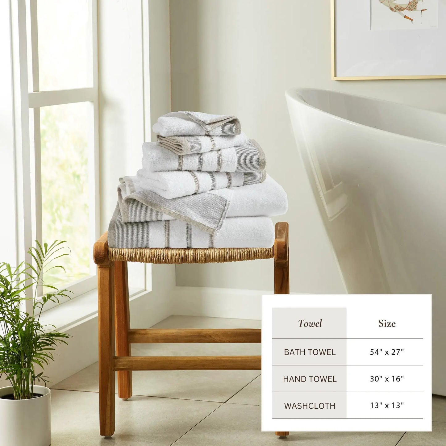 Decorative Cotton Stripe Bath Towel Set - Noelle Collection from PriceLows™