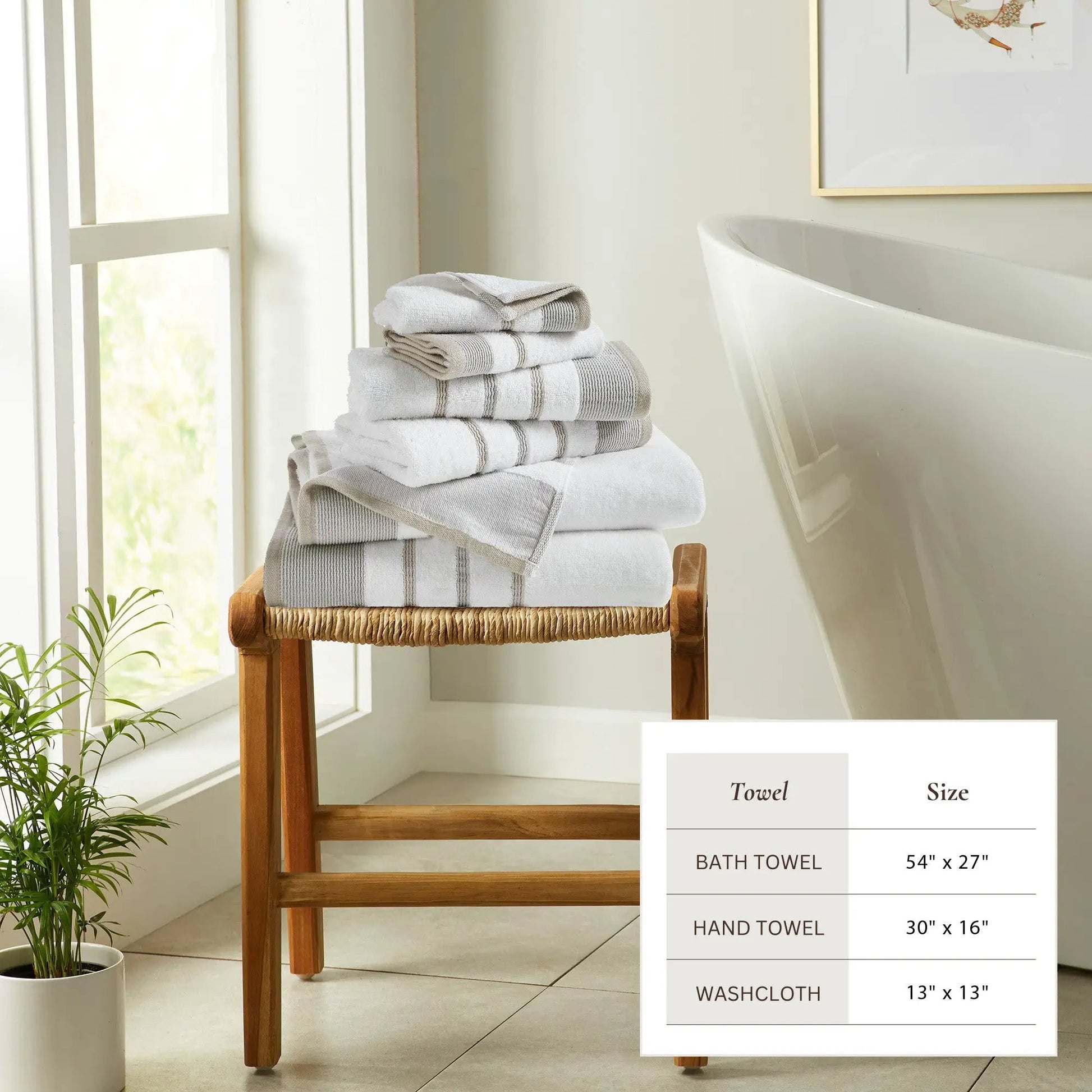 Decorative Cotton Stripe Bath Towel Set - Noelle Collection from PriceLows™