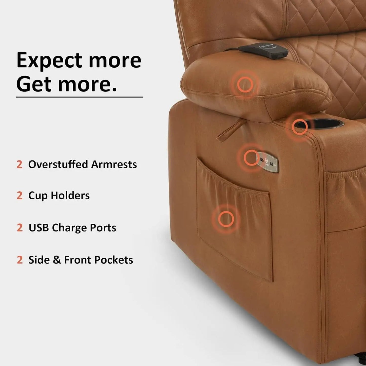 Power Recliner Chair With Heat And Vibration Saddle from PriceLows™