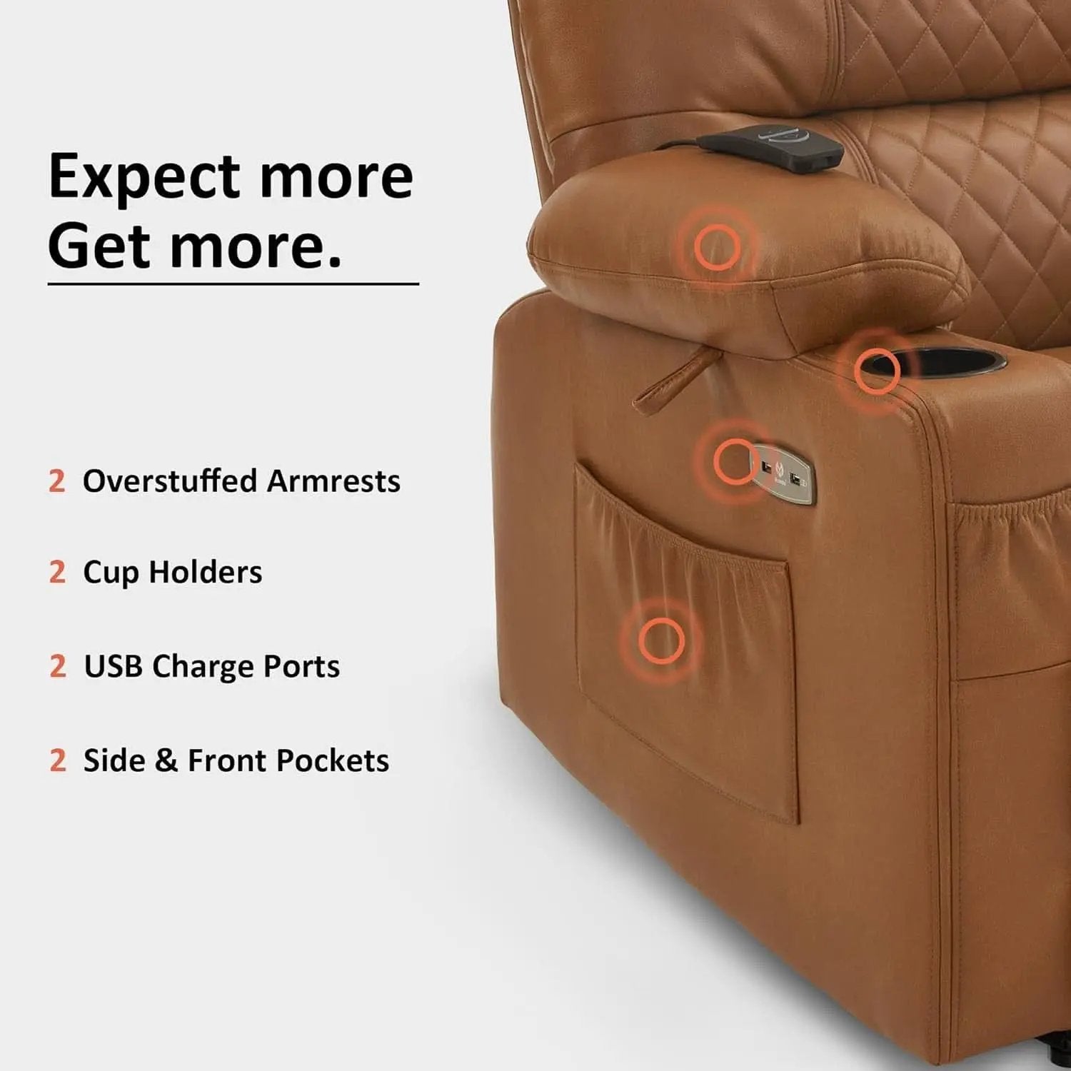 Power Recliner Chair With Heat And Vibration Saddle from PriceLows™