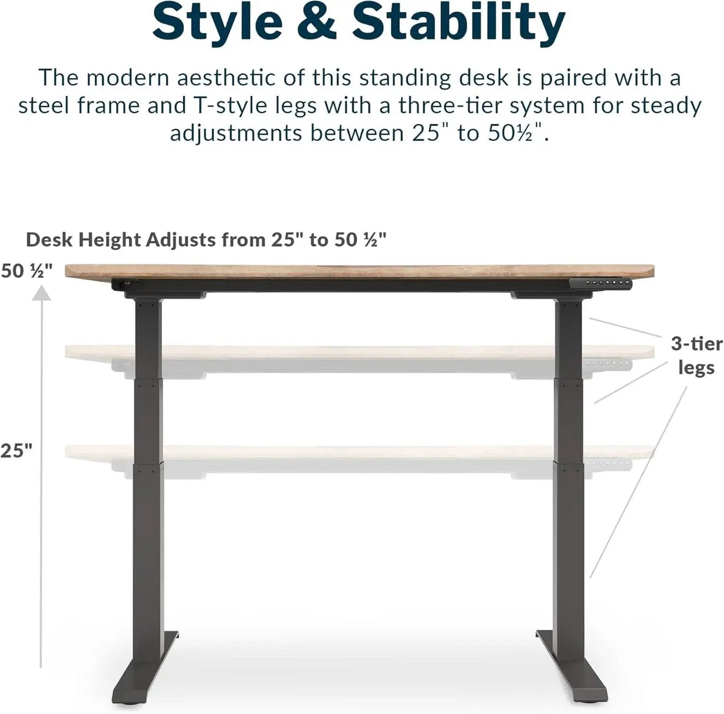 Electric Height Adjustable Standing Desk 54 By 26 Inches Reclaimed Wood from PriceLows™