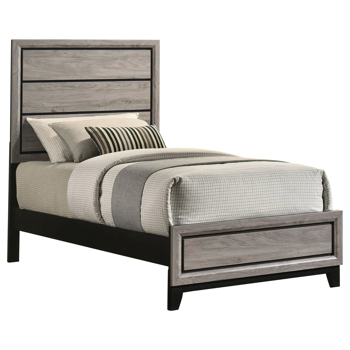 Valen Wood Twin Panel Bed Light | 42.25 x 78.75 x 56.25 in | Rubberwood & Engineered Wood | Taupe