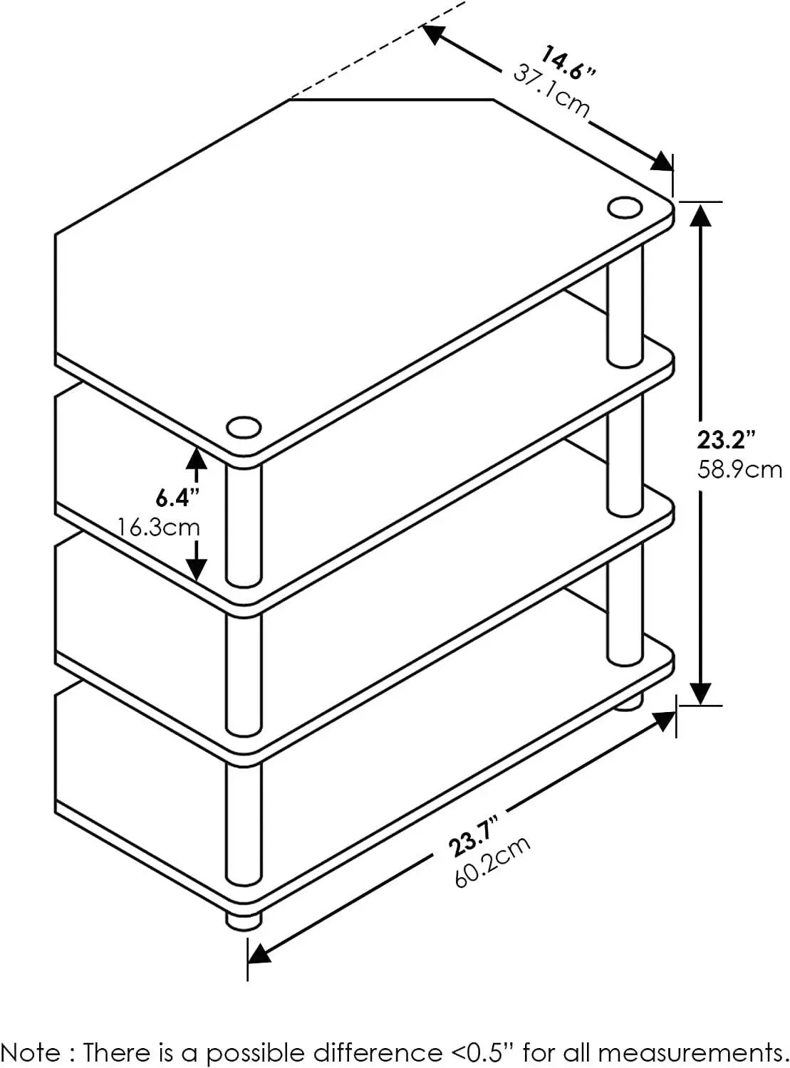 Turn-N-Tube 4-Tier Petite TV Stand Blackwood Easy Assembly from PriceLows™
