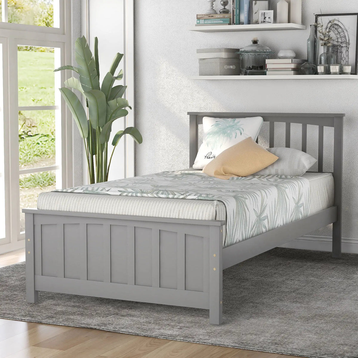 Wood Platform Bed | Headboard And Footboard | Classic Bed Frame | 41.1 Inch Height