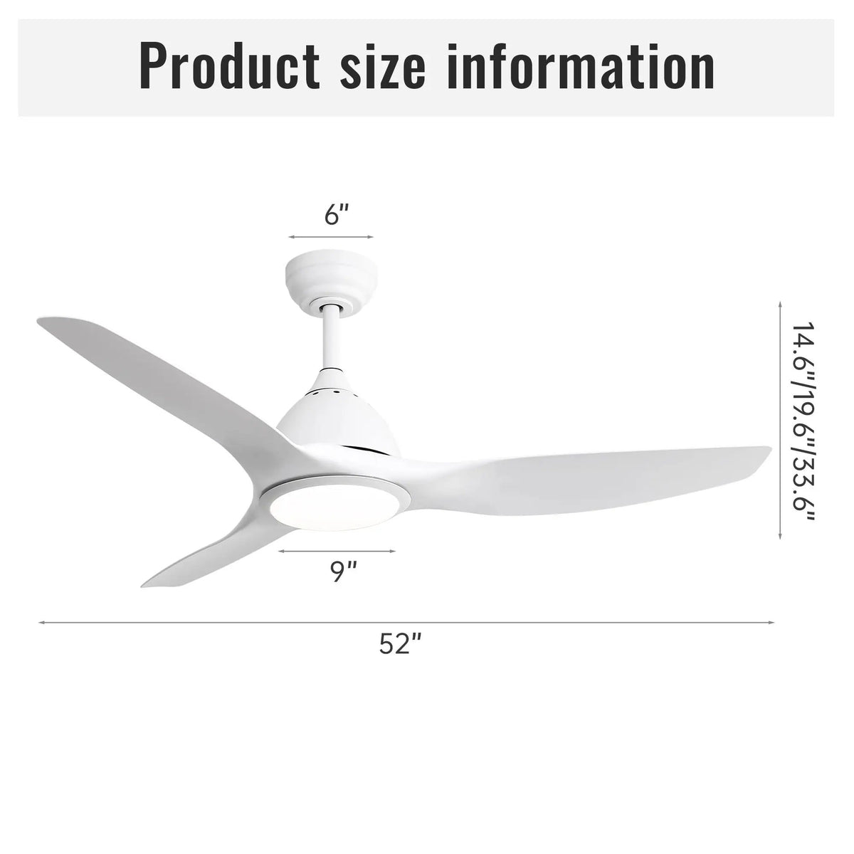 Bredoom Ceiling Fan | 52 Inch Span | Reversible DC Motor | LED Light And 6-Speed Remote