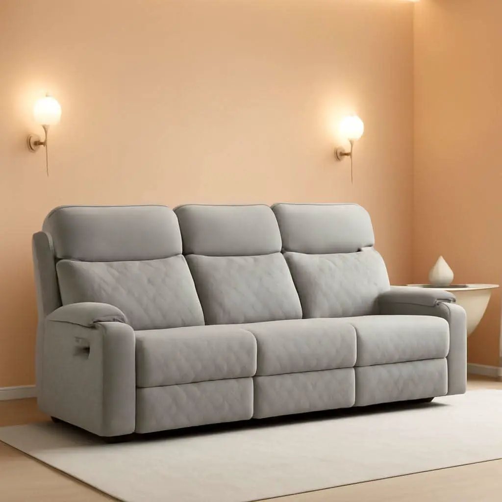 Electric Recliner Sofa USB Type C Ports Light Grey from PriceLows™