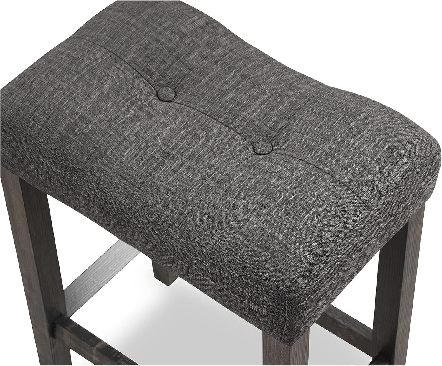 Sora Button Tufted Counter Height Saddle Stools Set of 2 Gray from PriceLows™